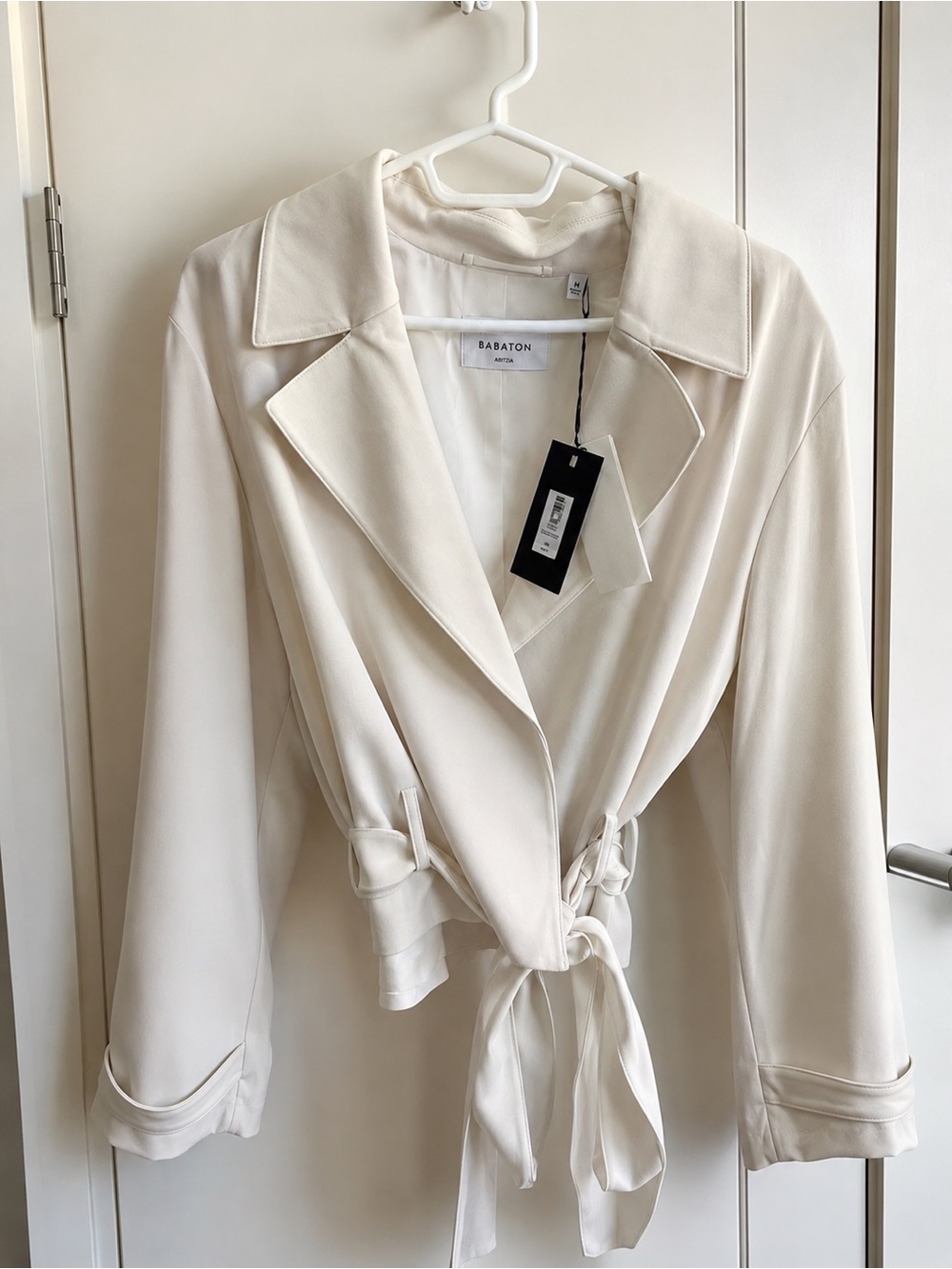 Babaton Cream Tie-Waist Trench Jacket